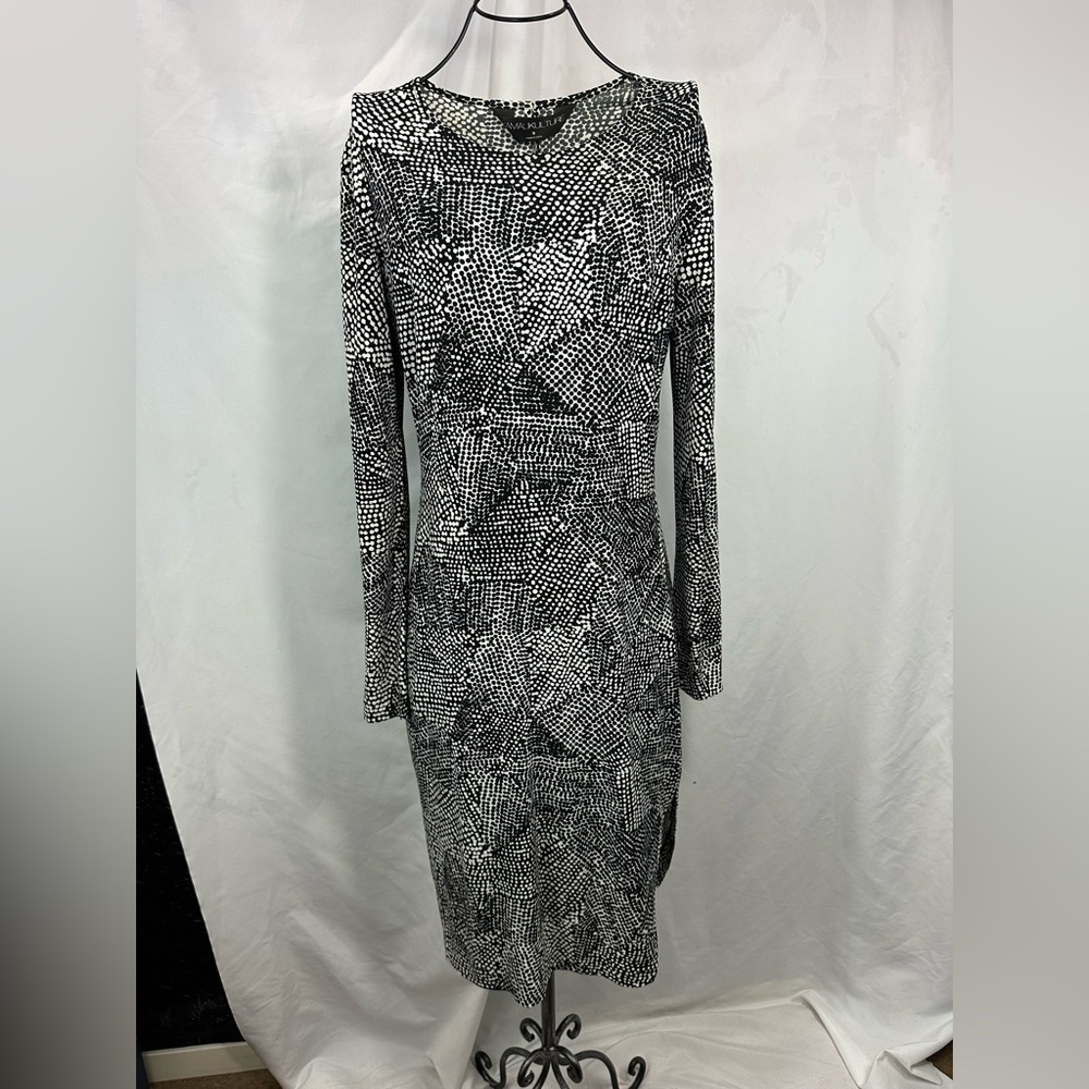kamali kulture polka dot midi dress with long sleeves size S